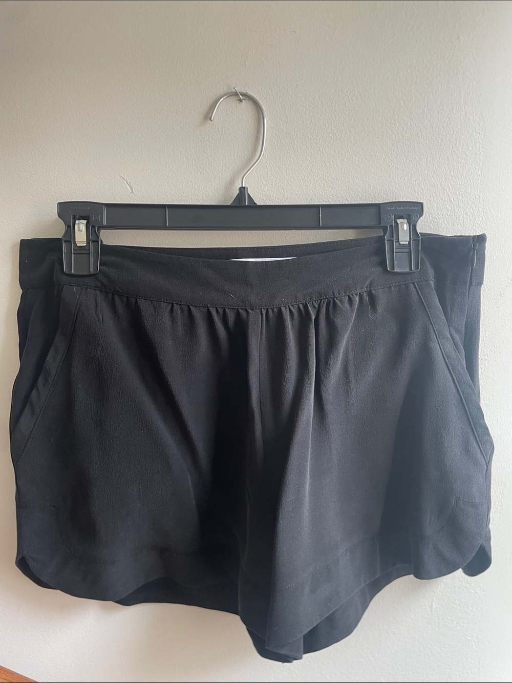 Anine Bing Black Silk Mini Shorts